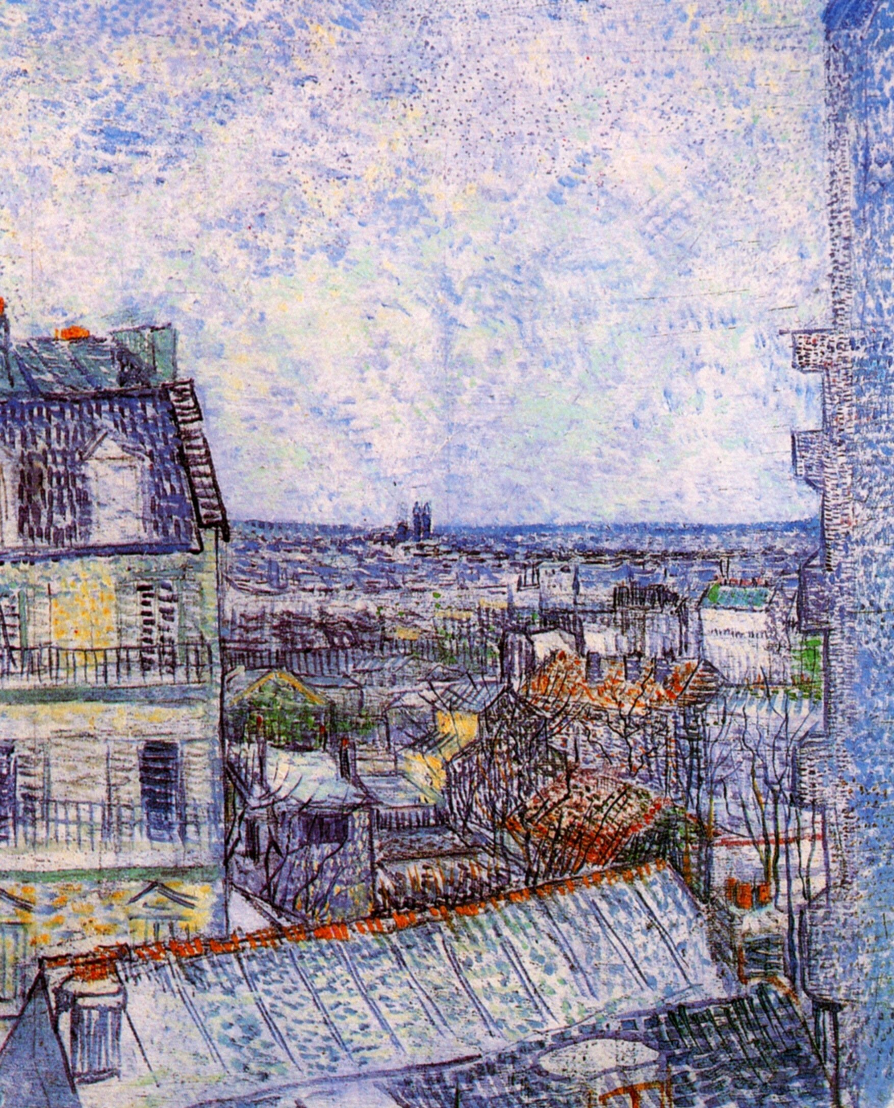 View from Vincent's room in the Rue Lepic (1887) Vincent van Gogh tablo - Dekolata