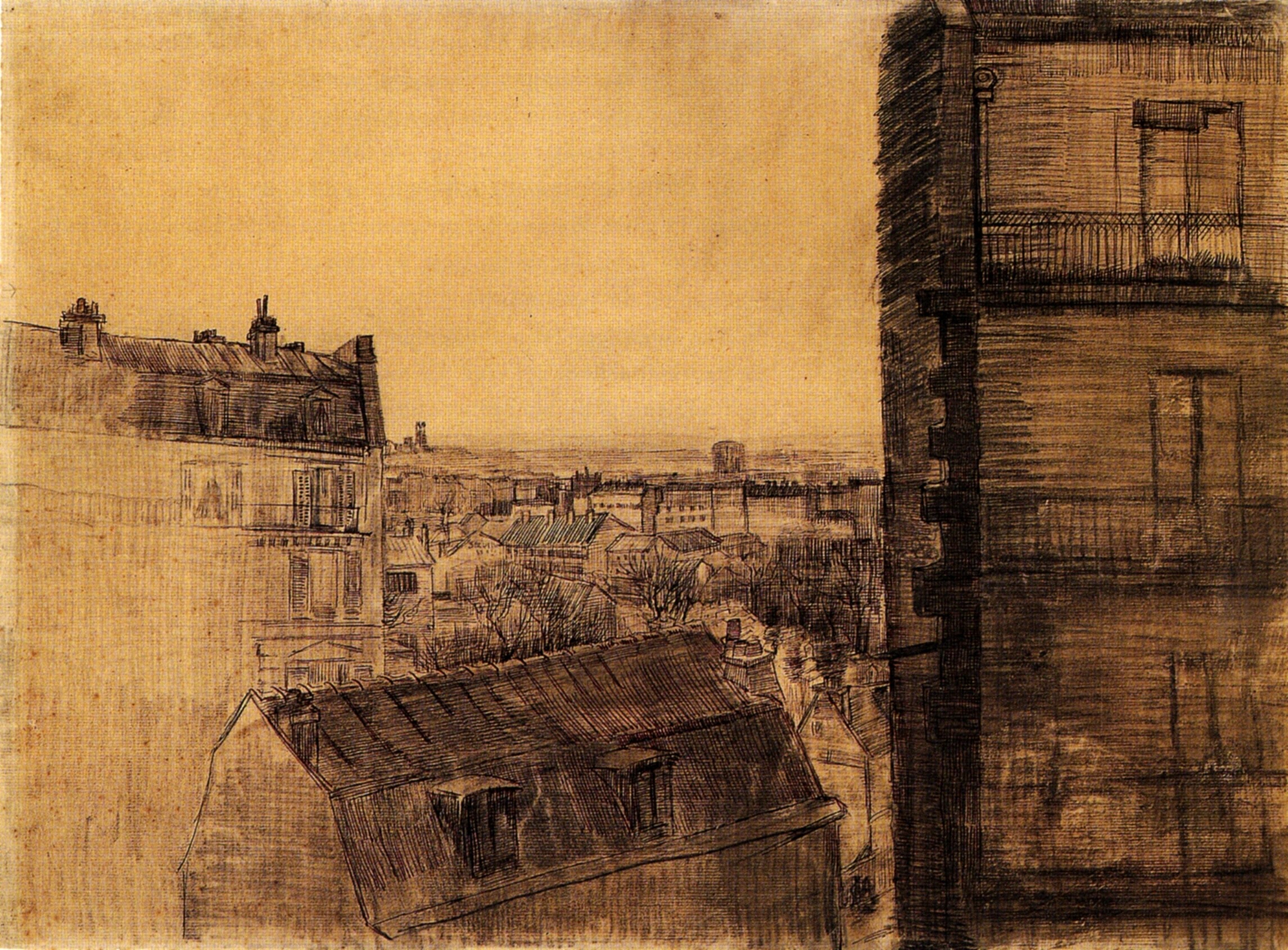 View from the Apartment in the Rue Lepic (1887) Vincent van Gogh tablo - Dekolata