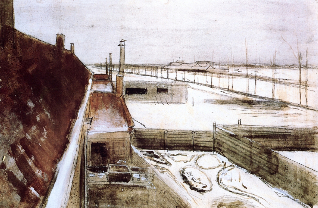 View from the Window of Vincent's Studio in Winter (1883) Vincent van Gogh tablo - Dekolata