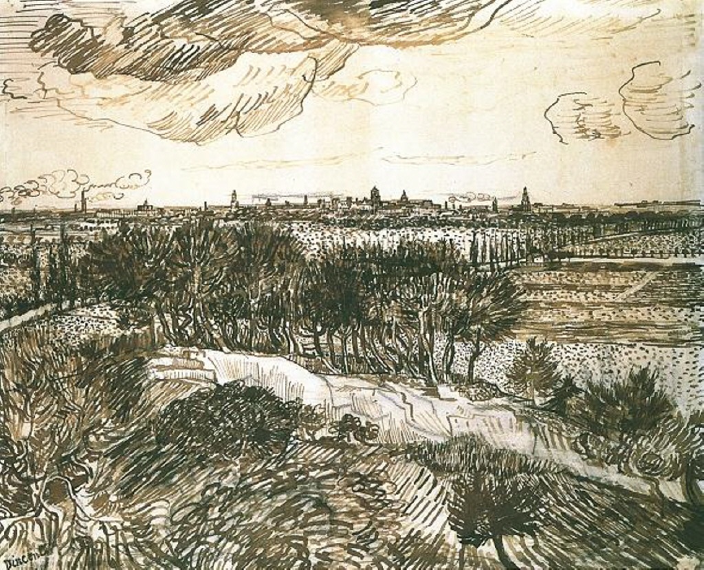 View of Arles from a Hill (1888) Vincent van Gogh tablo - Dekolata