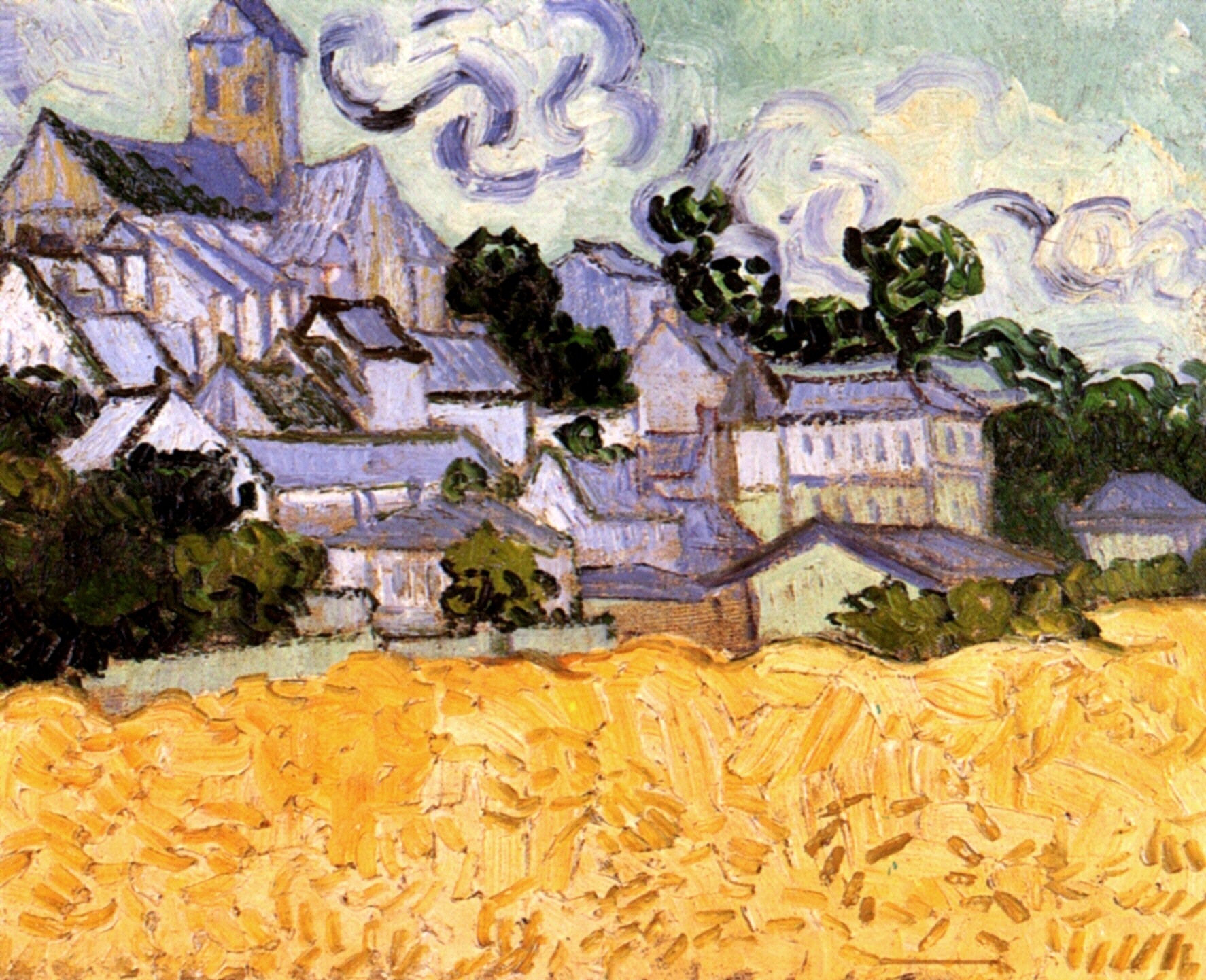View of Auvers with Church (1890) Vincent van Gogh tablo - Dekolata