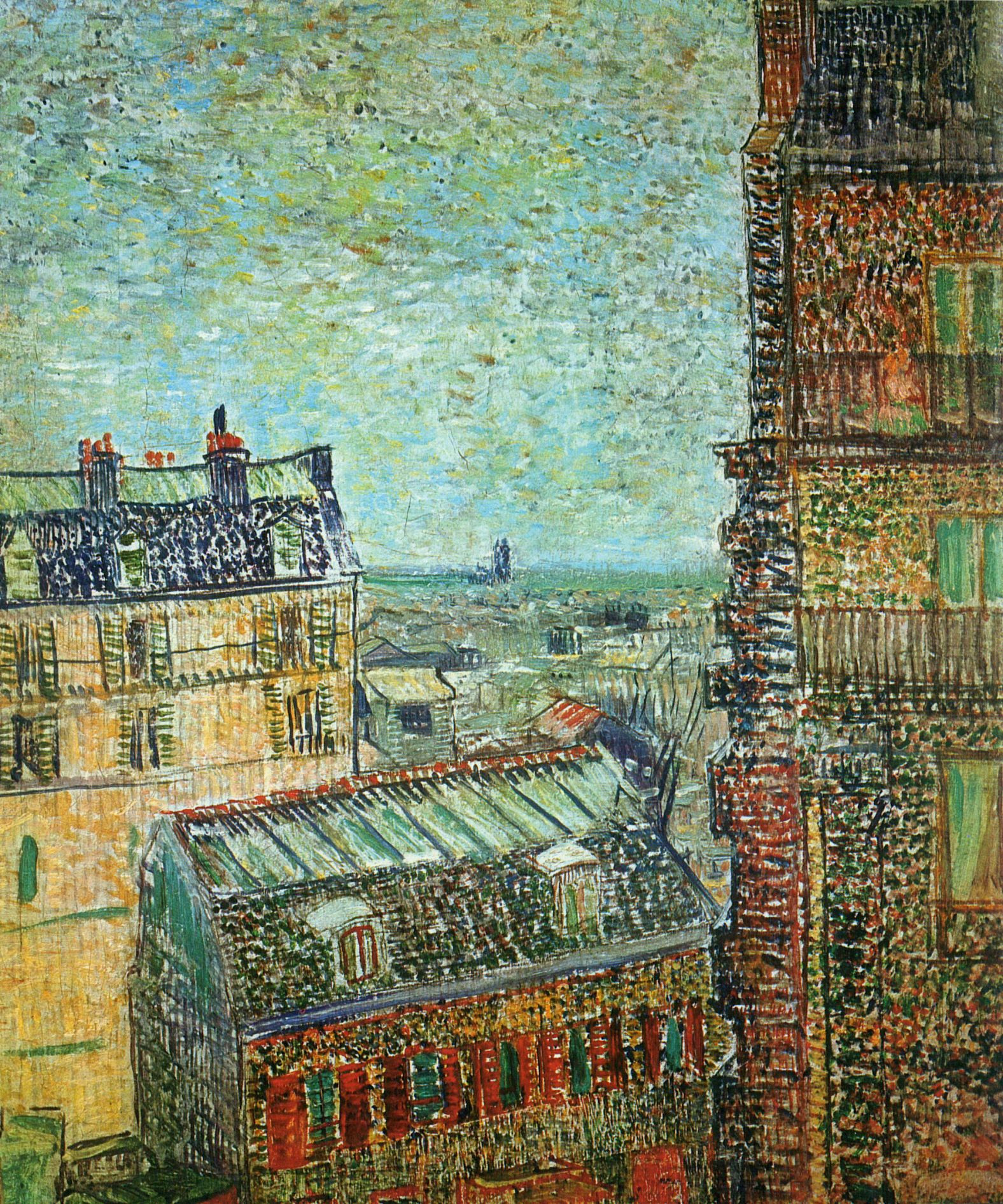 View of Paris from Vincent's Room in the Rue Lepic (1887) Vincent van Gogh tablo - Dekolata