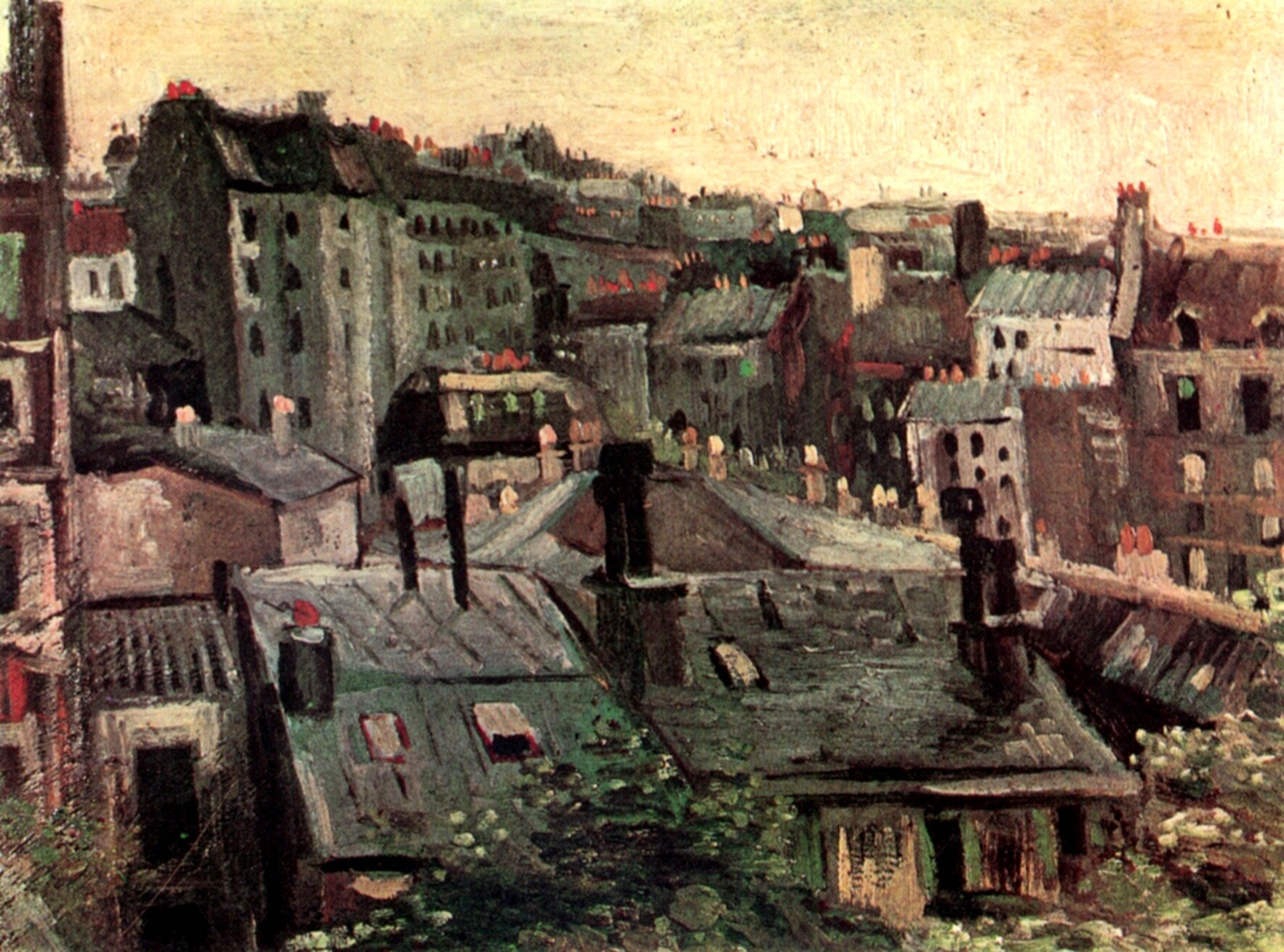 View of Roofs and Backs of Houses (1886) – Vincent van Gogh Tablo