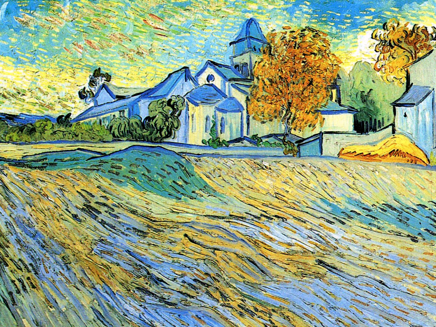 View of the Church of Saint Paul de Mausole (1889) Vincent van Gogh tablo - Dekolata