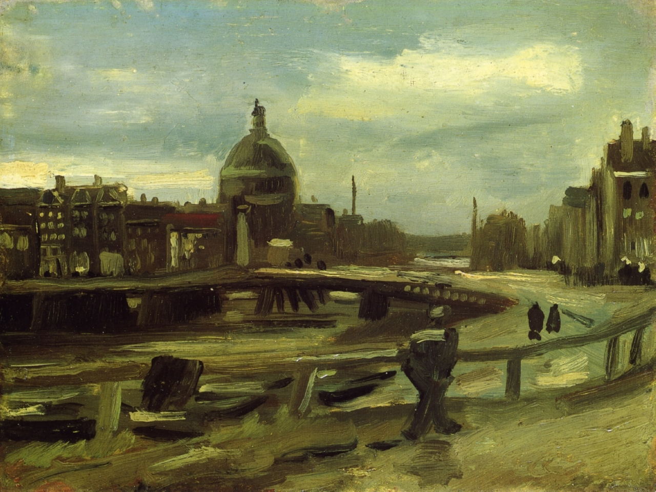 View on the Singel in Amsterdam (1885) Vincent van Gogh tablo - Dekolata