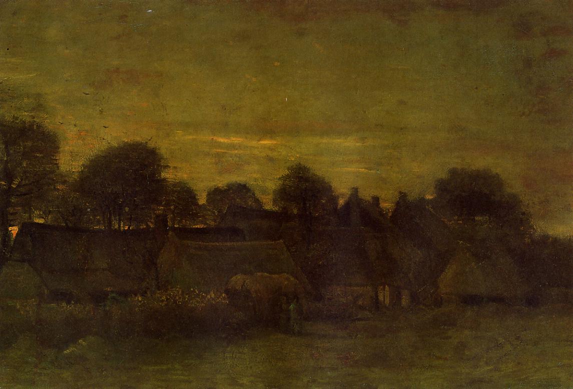 Village at sunset (1884) Vincent van Gogh tablo - Dekolata