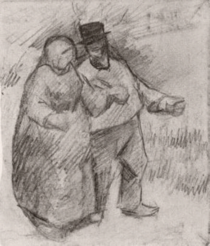 Walking Couple (1886) Vincent van Gogh tablo - Dekolata