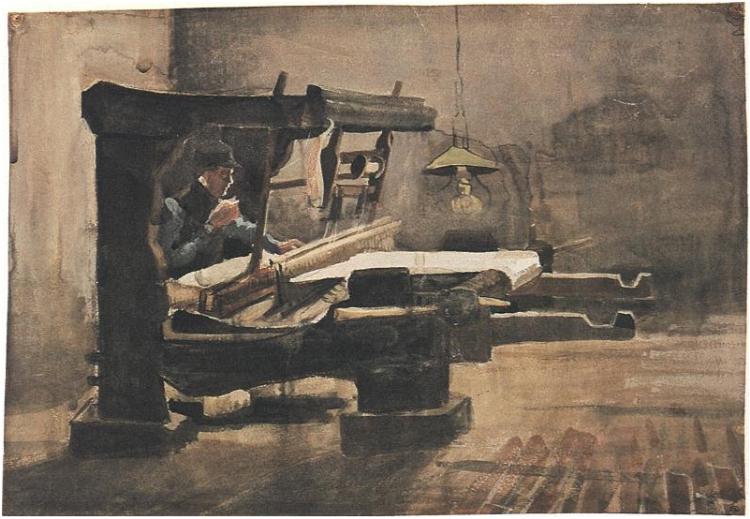 Weaver Facing Right (1884) Vincent van Gogh tablo - Dekolata