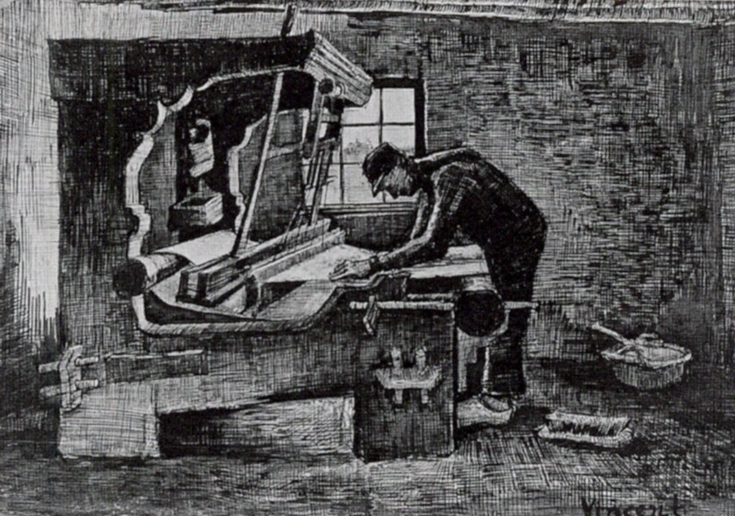 Weaver Standing in Front of a Loom (1884) – Vincent van Gogh Tablo