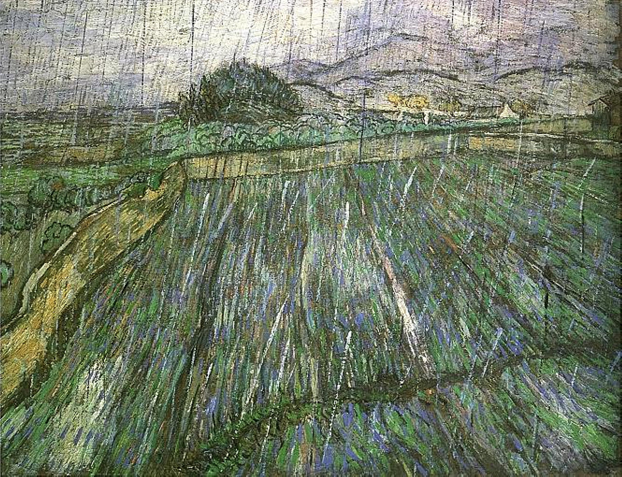 Wheat Field in Rain (1889) Vincent van Gogh tablo - Dekolata