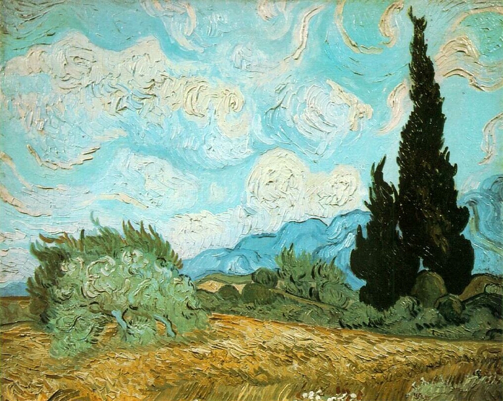 Wheat Field with Cypresses (1889) Vincent van Gogh tablo - Dekolata