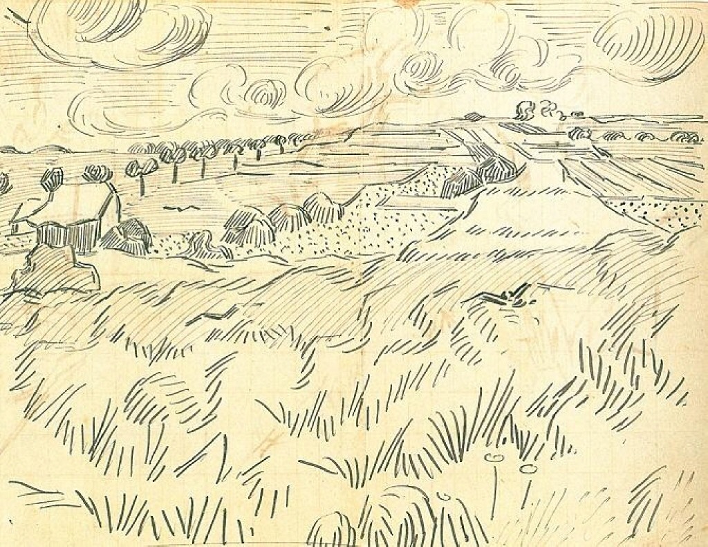 Wheat Fields (1890) Vincent van Gogh tablo - Dekolata