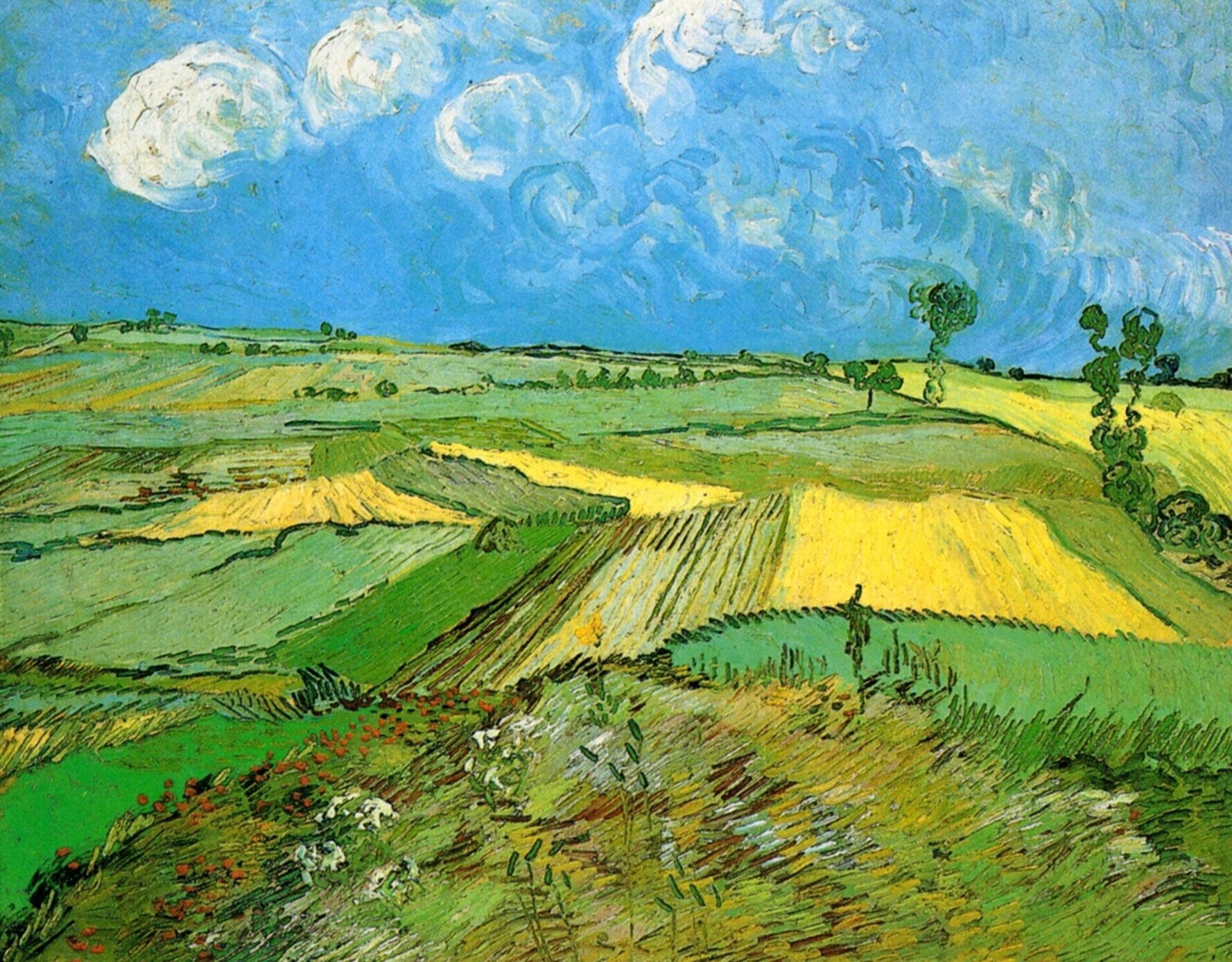 Wheat Fields at Auvers Under Clouded Sky (1890) Vincent van Gogh tablo - Dekolata