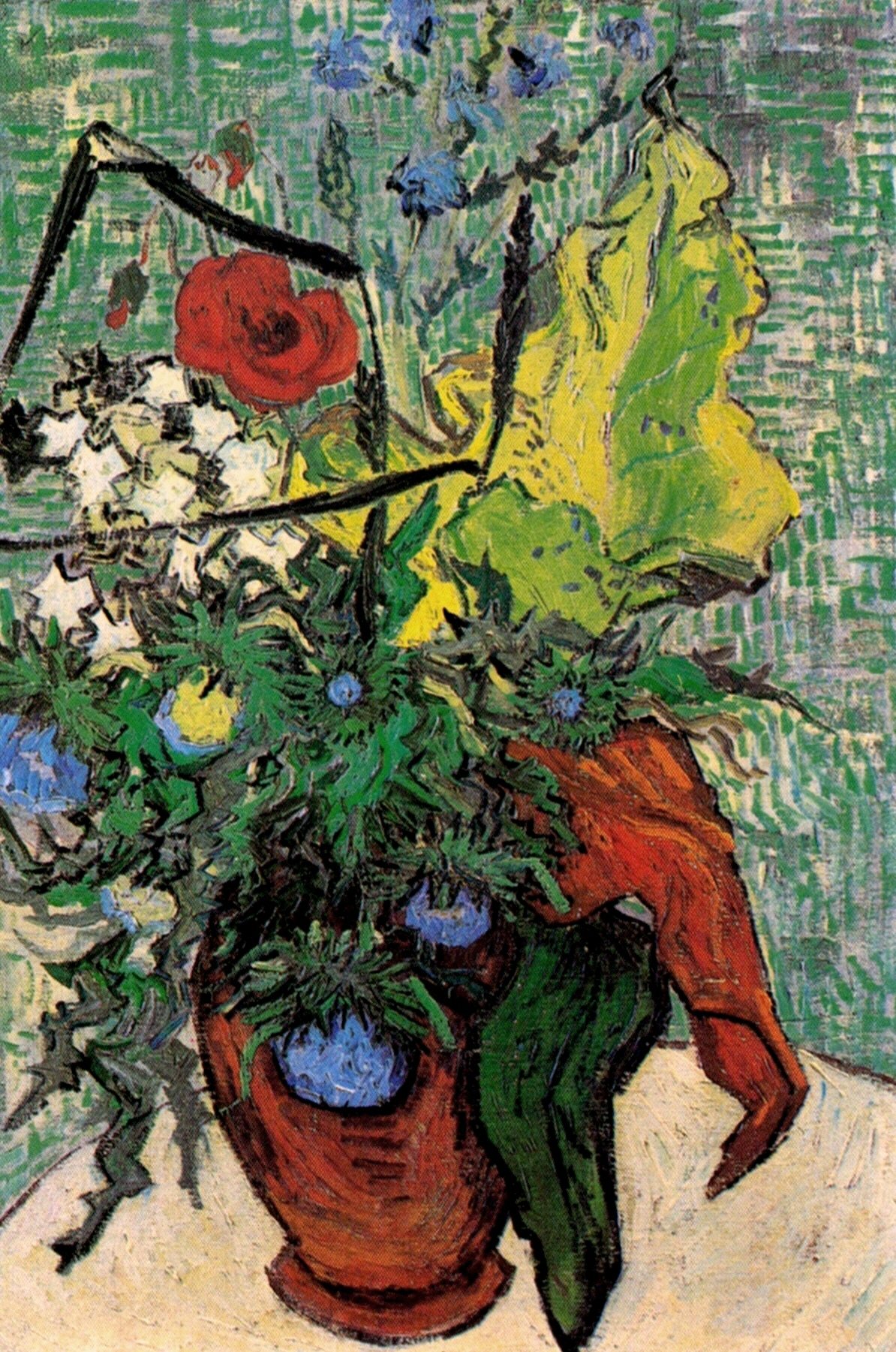 Wild Flowers and Thistles in a Vase (1890) Vincent van Gogh tablo - Dekolata