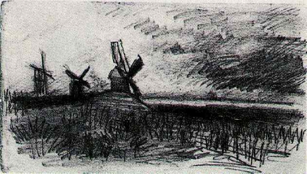 Windmills at Montmartre (1886) Vincent van Gogh tablo - Dekolata