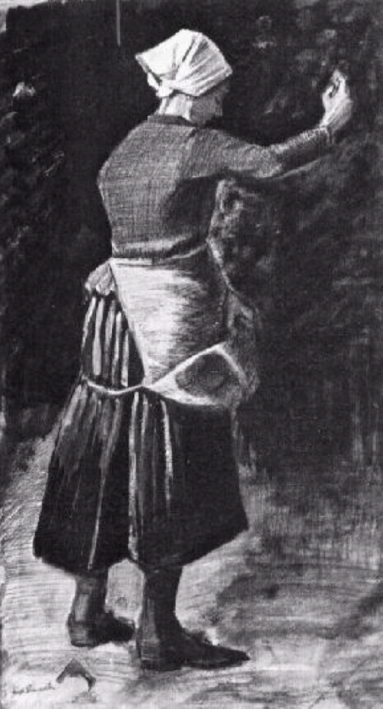Woman Feeding Chickens (1883) Vincent van Gogh tablo - Dekolata