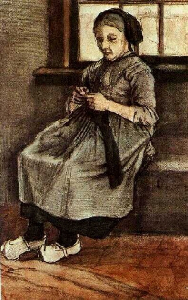 Woman Mending Stockings (1881) Vincent van Gogh tablo - Dekolata