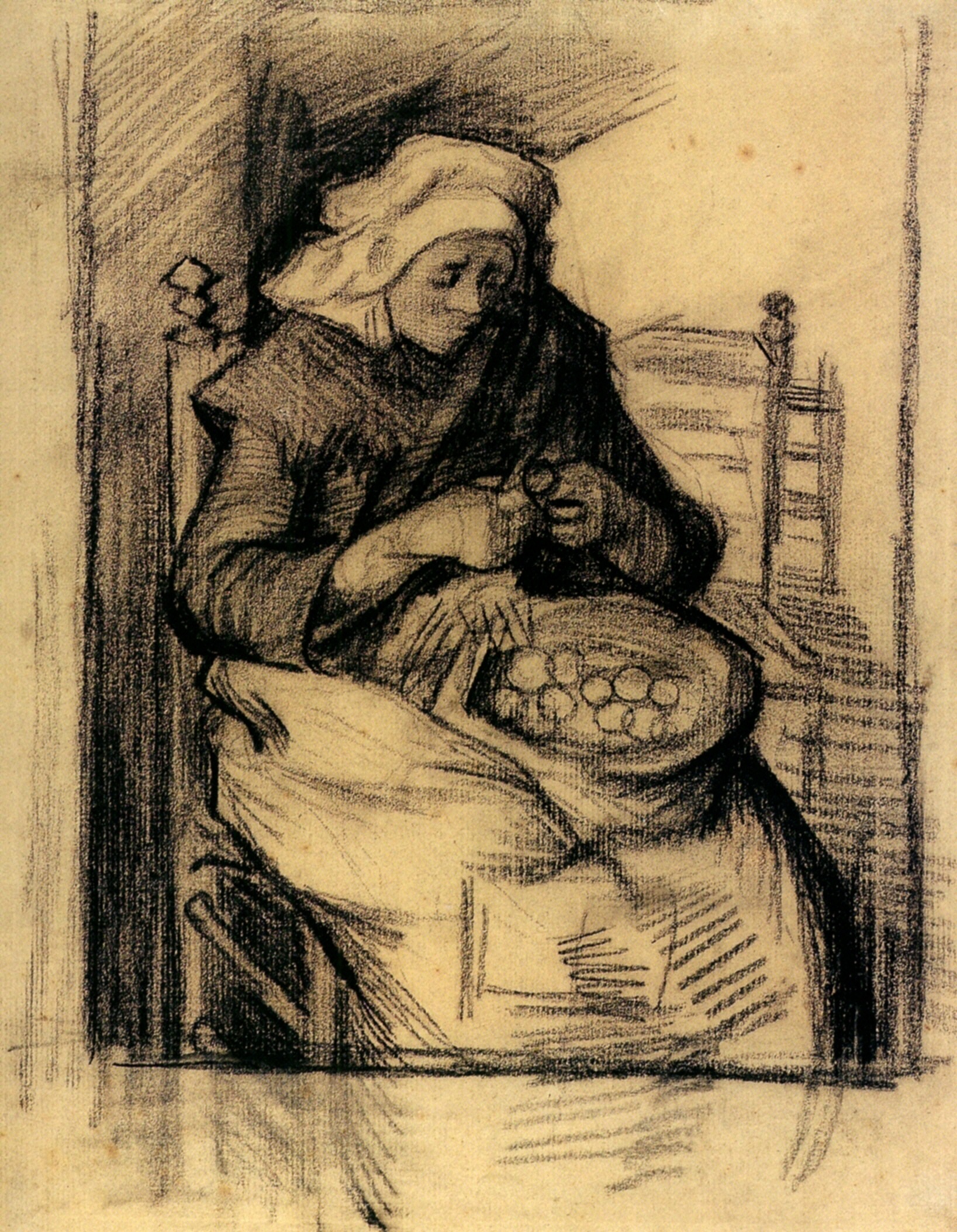Woman Peeling Potatoes (1885) Vincent van Gogh tablo - Dekolata