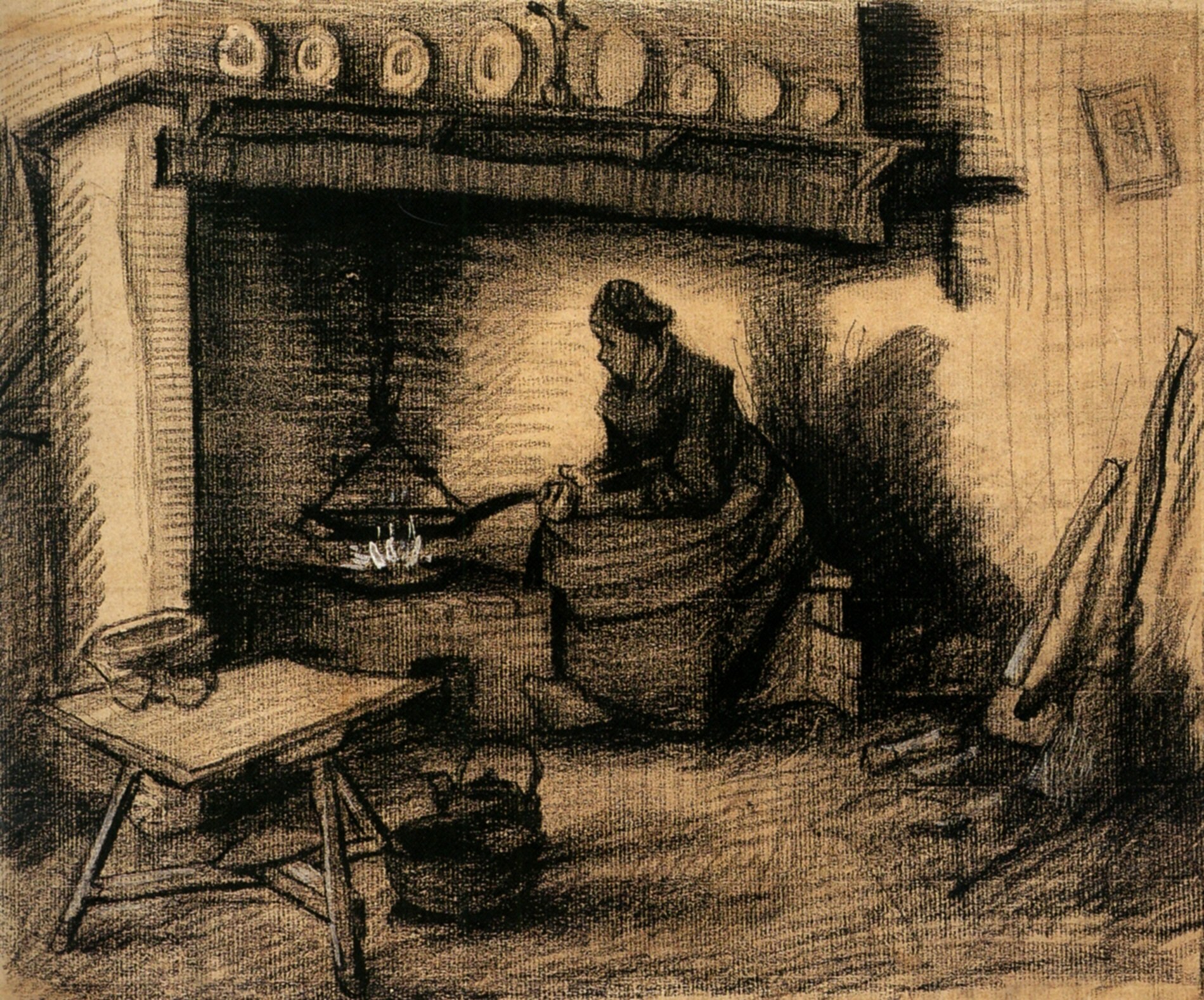 Woman Preparing a Meal (1885) Vincent van Gogh tablo - Dekolata