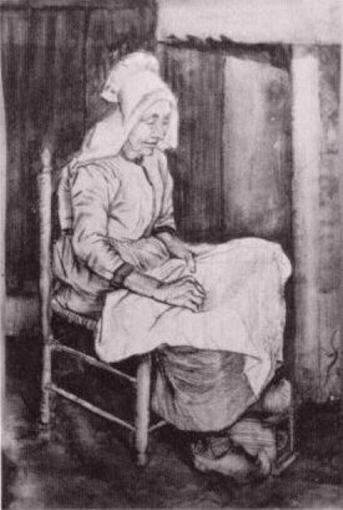 Woman Sewing (1881) Vincent van Gogh tablo - Dekolata