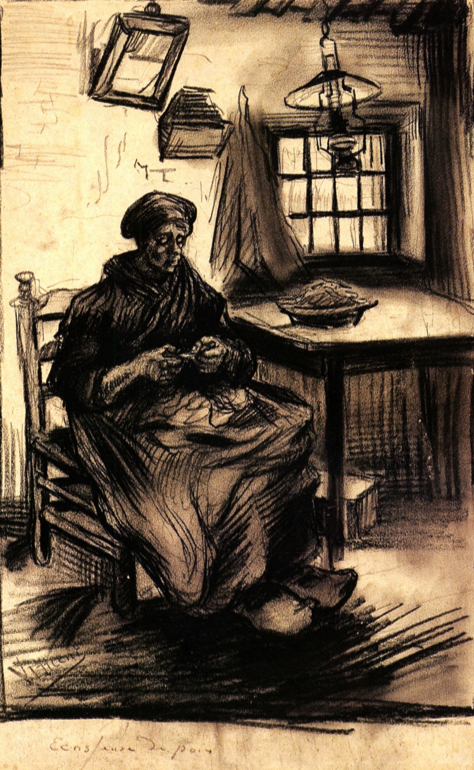 Woman Shelling Peas (1885) Vincent van Gogh tablo - Dekolata