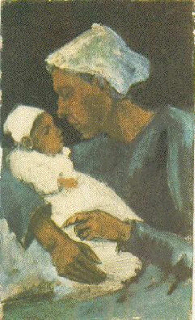 Woman Sien with Baby on her Lap, Half Figure (1882) Vincent van Gogh tablo - Dekolata