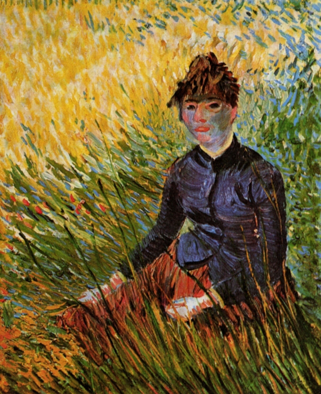 Woman Sitting in the Grass (1887) Vincent van Gogh tablo - Dekolata