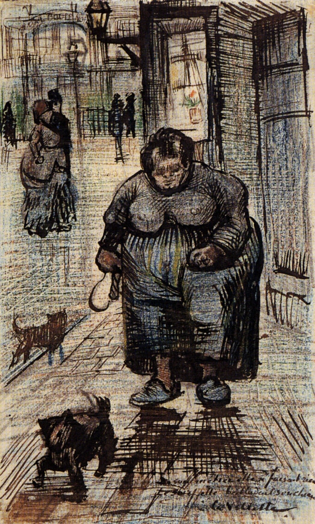 Woman Walking Her Dog (1886) Vincent van Gogh tablo - Dekolata