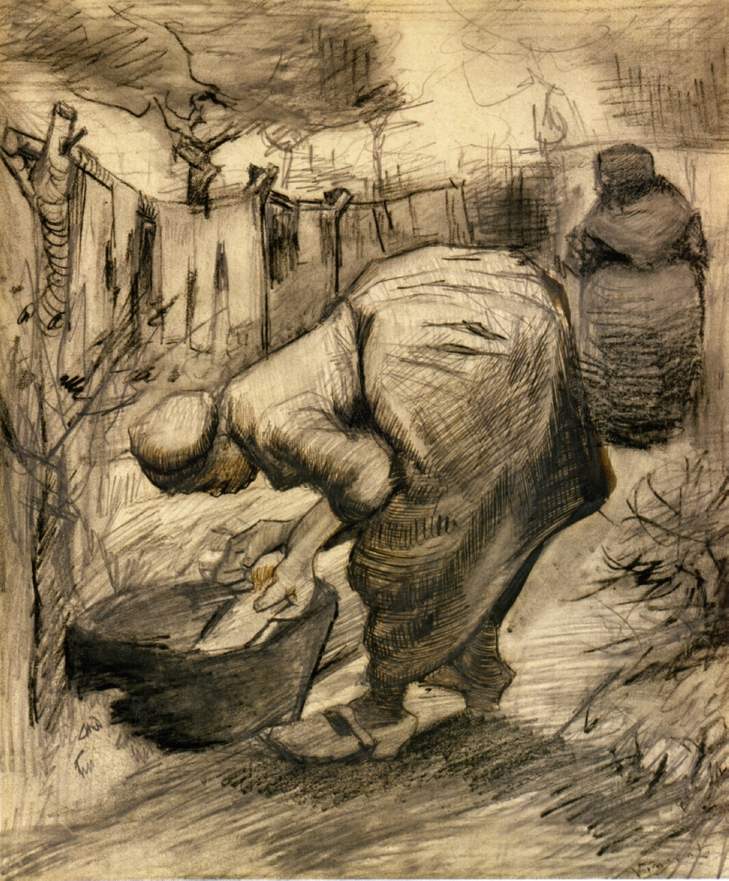 Woman by the Wash Tub in the Garden (1885) Vincent van Gogh tablo - Dekolata