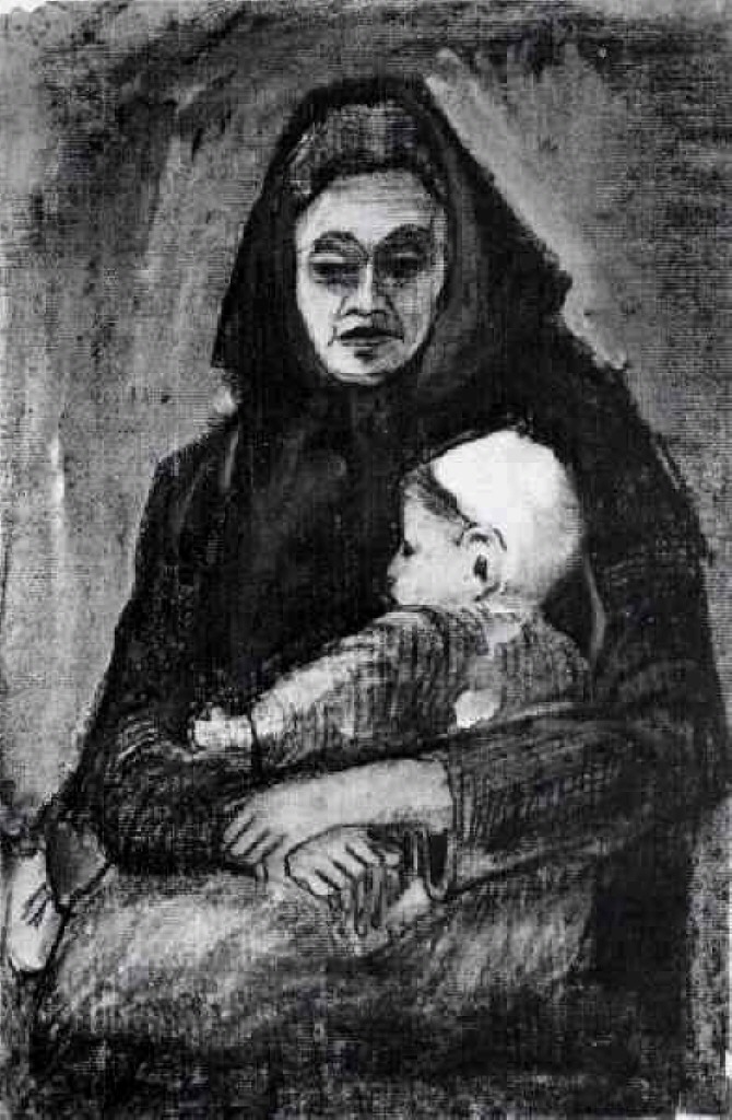 Woman with Baby on her Lap, Half Length (1883) Vincent van Gogh tablo - Dekolata