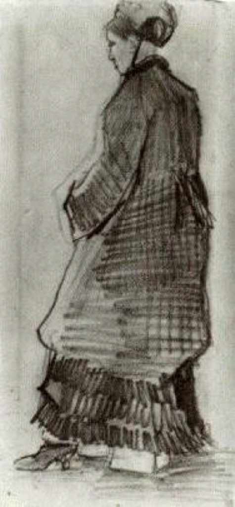 Woman with Hat, Coat and Pleated Dress (1882) Vincent van Gogh tablo - Dekolata
