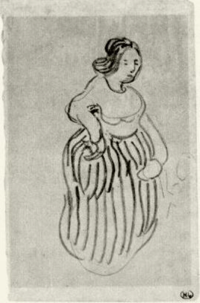 Woman with Striped Skirt (1890) Vincent van Gogh tablo - Dekolata