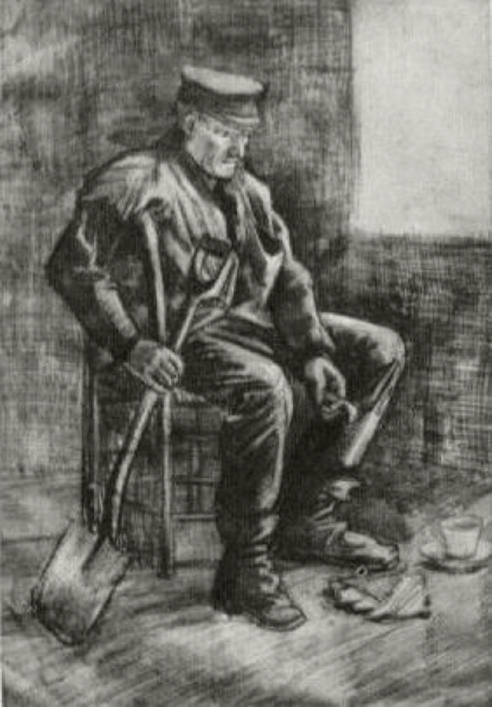 Workman with Spade, Sitting near the Window (1883) Vincent van Gogh tablo - Dekolata