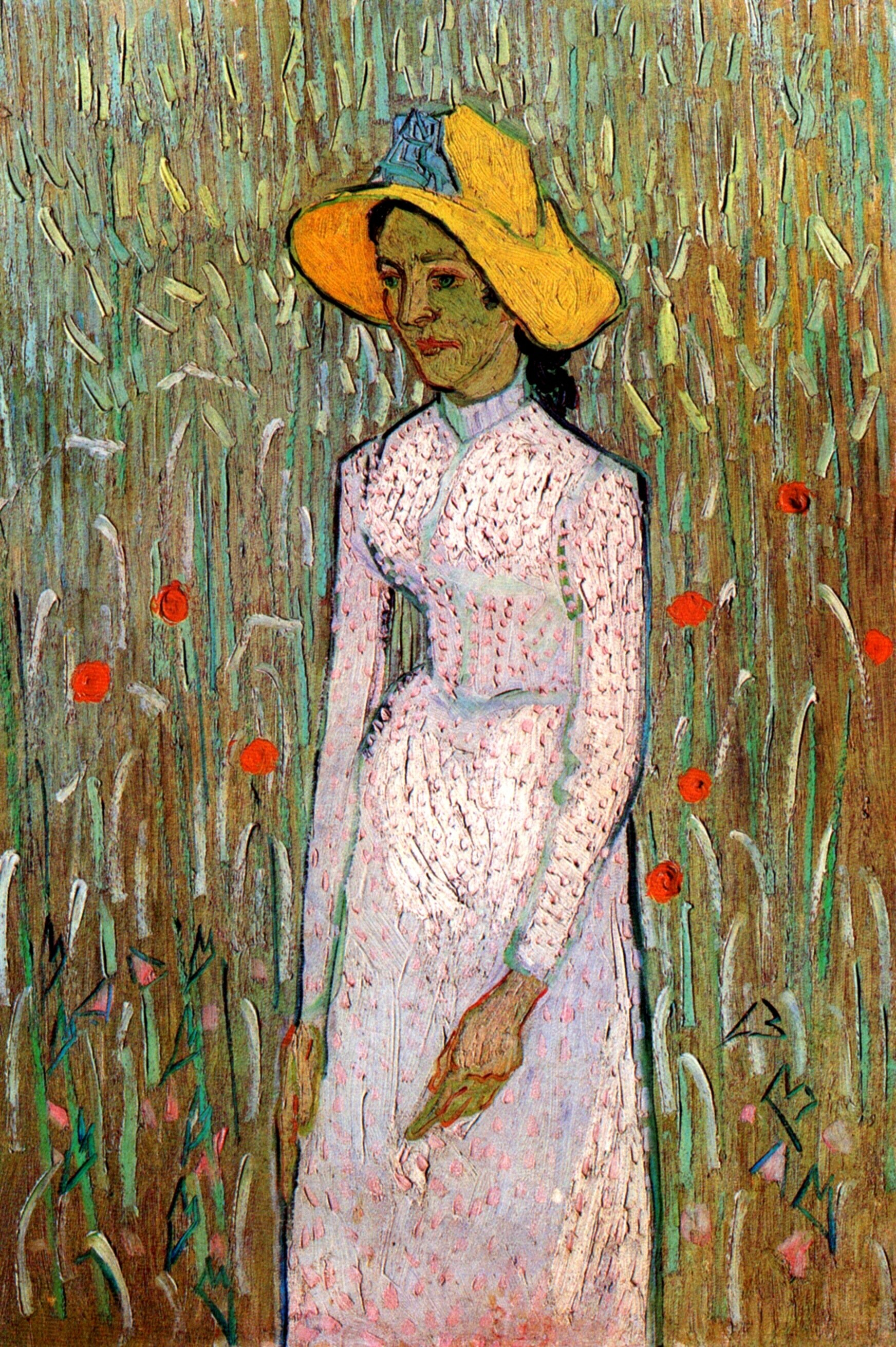 Young Girl Standing Against a Background of Wheat (1890) – Vincent van Gogh Tablo