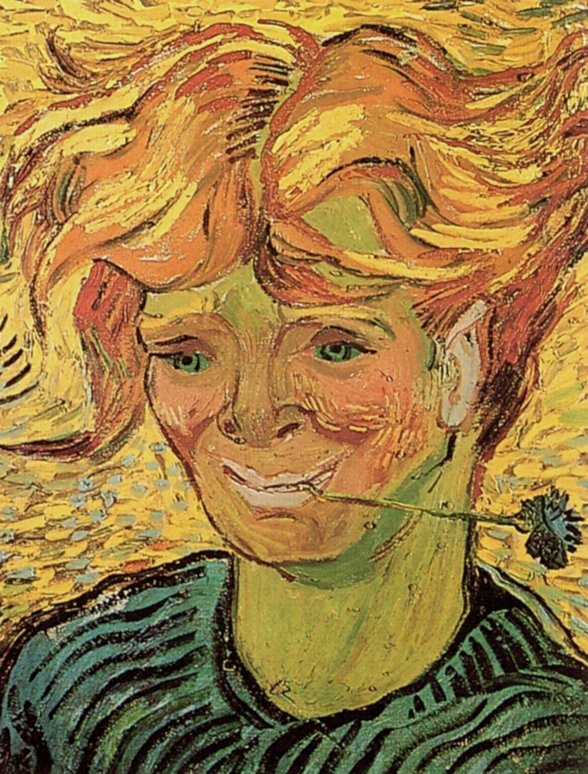 Young Man with Cornflower (1890) Vincent van Gogh tablo - Dekolata