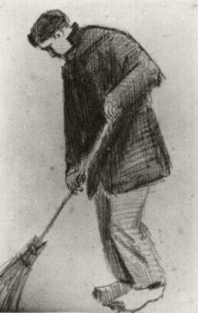 Young Man with a Broom (1882) Vincent van Gogh tablo - Dekolata