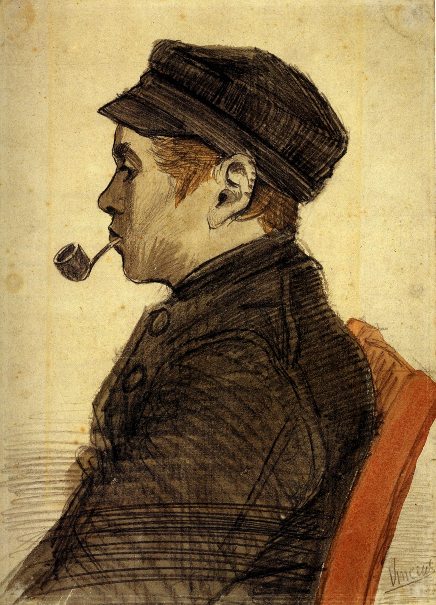 Young Man with a Pipe (1884) Vincent van Gogh tablo - Dekolata