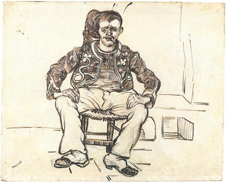 Zouave Sitting, Whole Figure (1888) Vincent van Gogh tablo - Dekolata