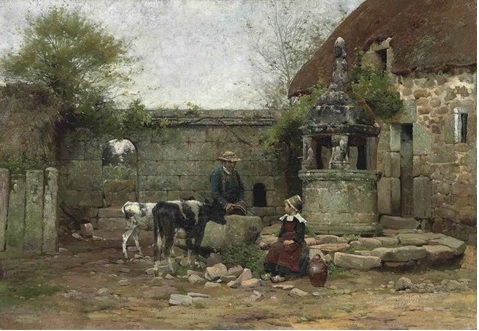A Grey Morning in a Breton Farmyard Walter Osborne tablo - Dekolata