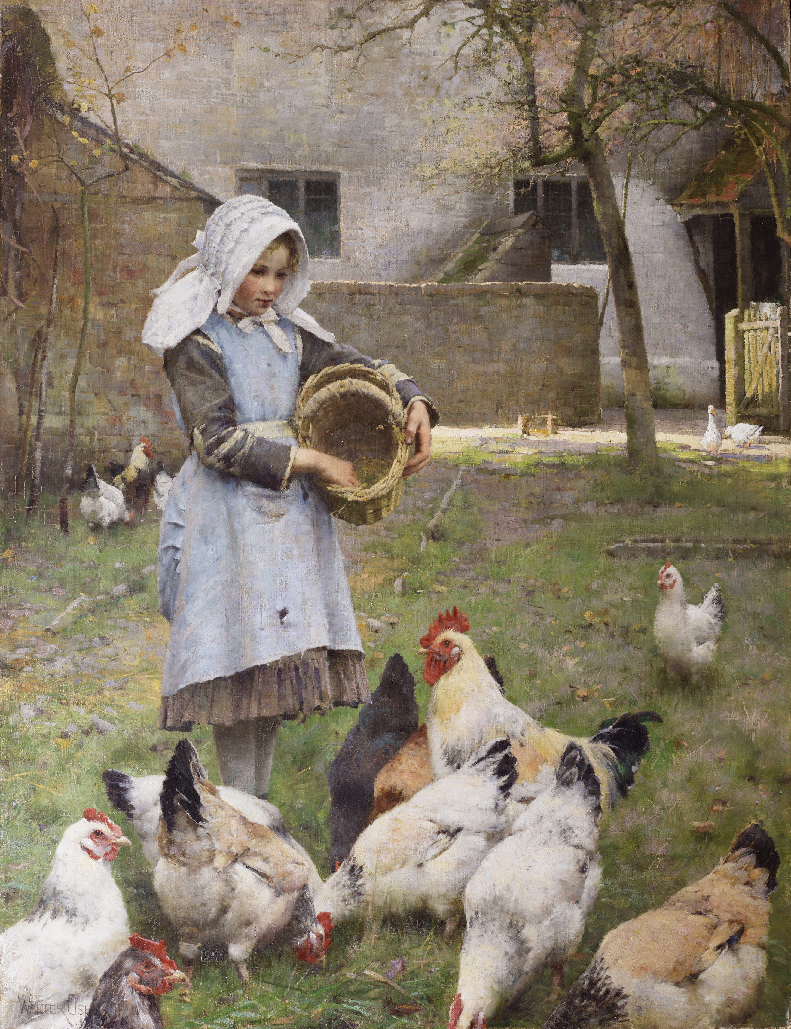 Feeding the Chickens (1885) Walter Osborne tablo - Dekolata