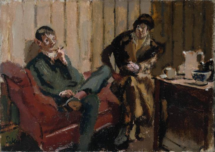 The Little Tea Party Nina Hamnett and Roald Kristian (1915) Walter Sickert tablo - Dekolata