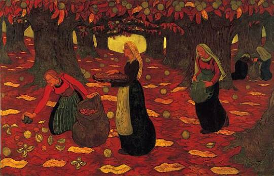 Chestnut Gatherers (1893) Georges Lacombe tablo - Dekolata