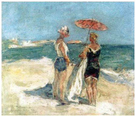Contemplating the Sea at Mangalia (1930) Gheorghe Petrașcu tablo - Dekolata