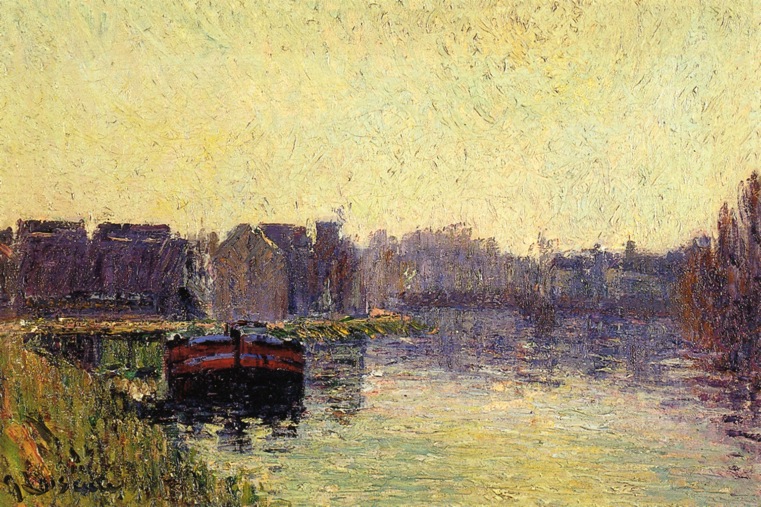 Barges on the Oise (1908) Gustave Loiseau tablo - Dekolata