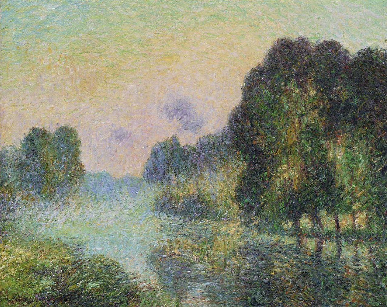 By the Eure River Fog Effect (1906) Gustave Loiseau tablo - Dekolata