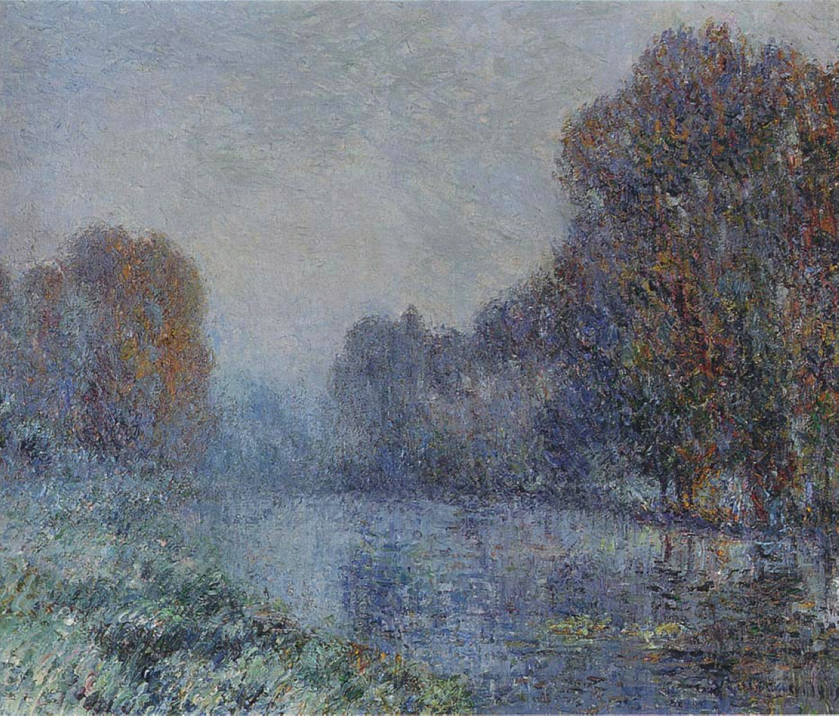 By the Eure River Hoarfrost (1915) Gustave Loiseau tablo - Dekolata