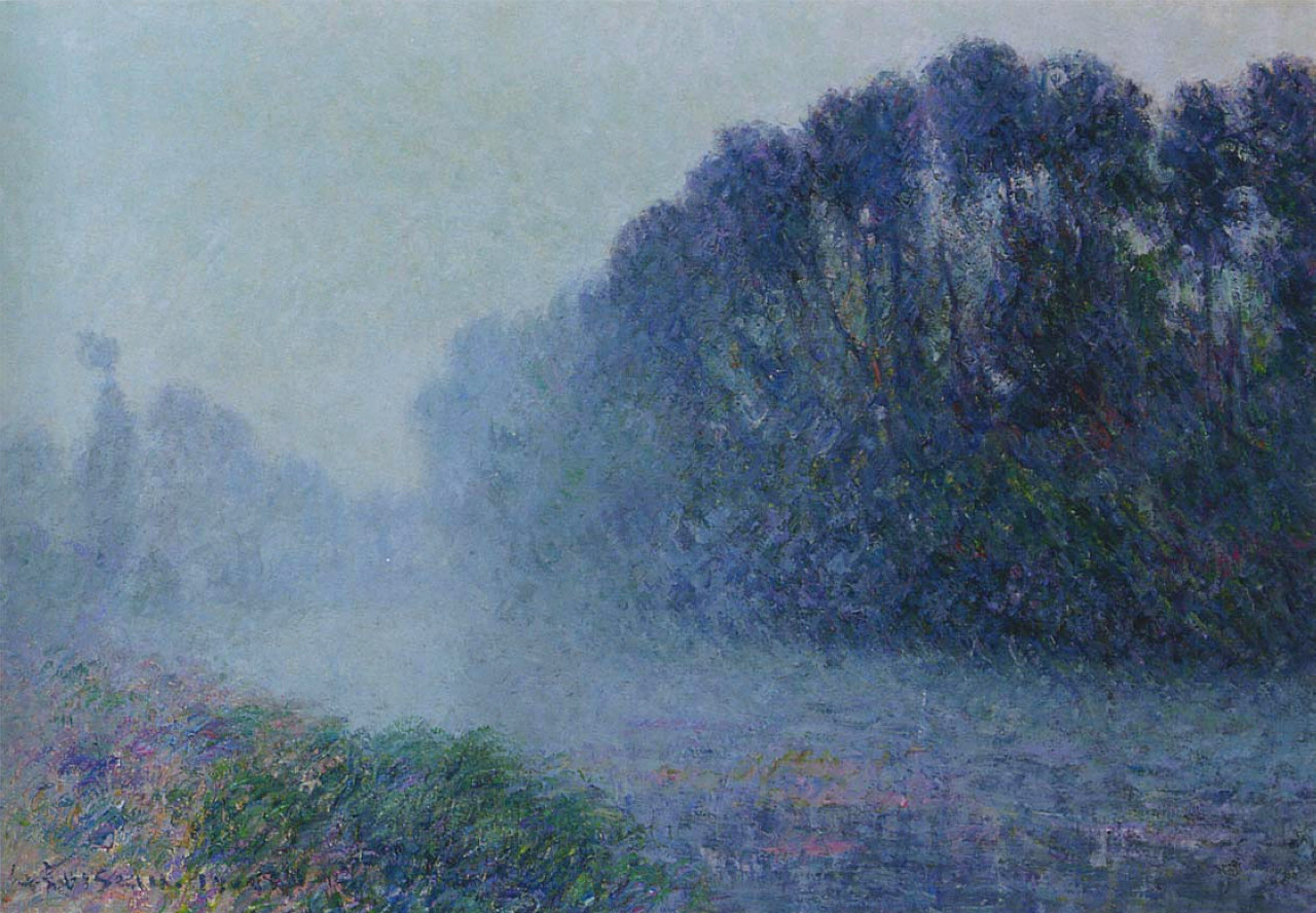 By the Eure River Mist Effect (1905) Gustave Loiseau tablo - Dekolata