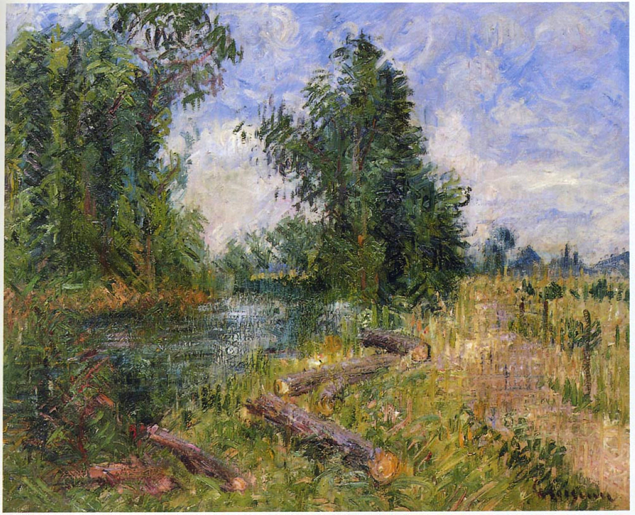 By the Lorne River near Caen (1925) Gustave Loiseau tablo - Dekolata