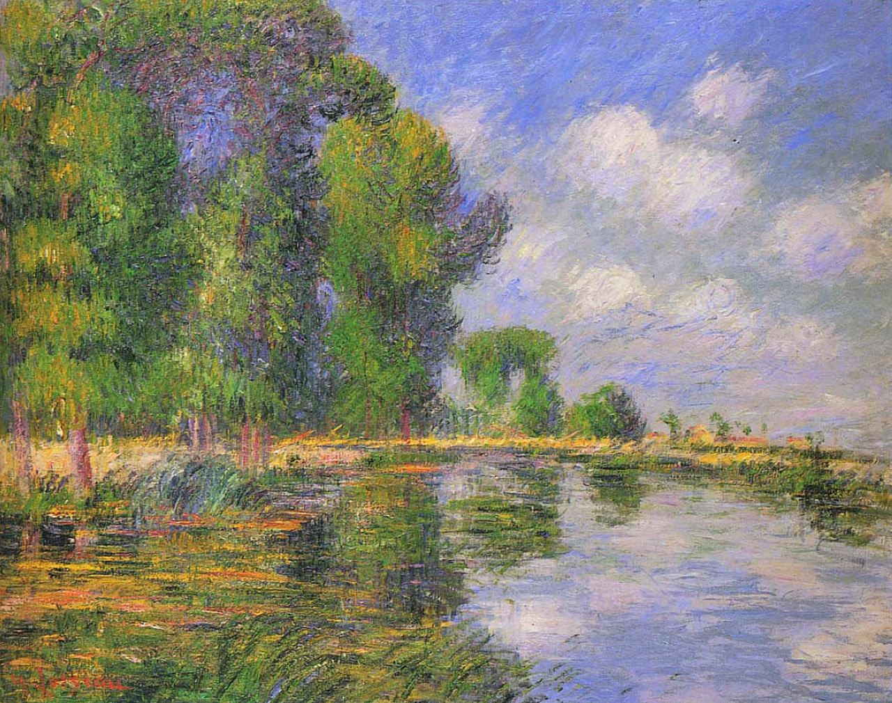 By the River in Autumn (1917) Gustave Loiseau tablo - Dekolata