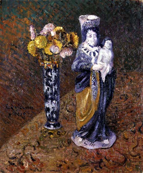 Flowers and a Statuette (1910) Gustave Loiseau tablo - Dekolata